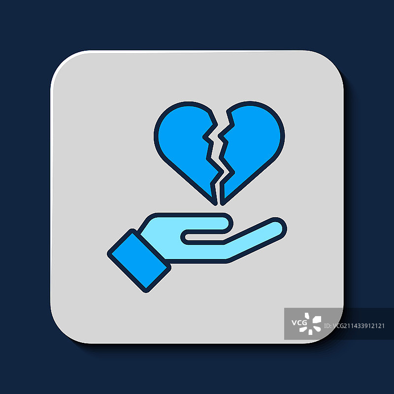 破碎的心形轮廓图标或离婚图标图片素材