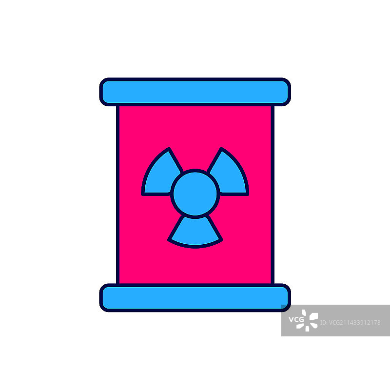 桶装核废料实心描边图标图片素材