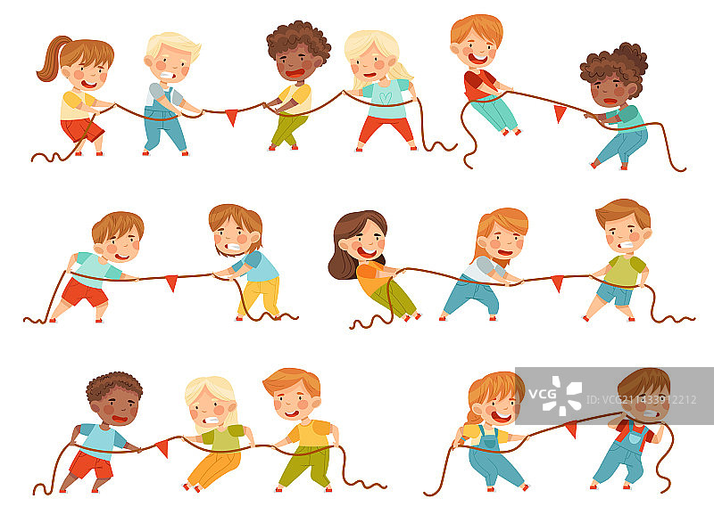 儿童拔河比赛图片素材