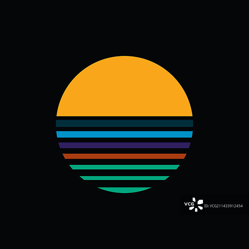 复古条纹日落图片素材