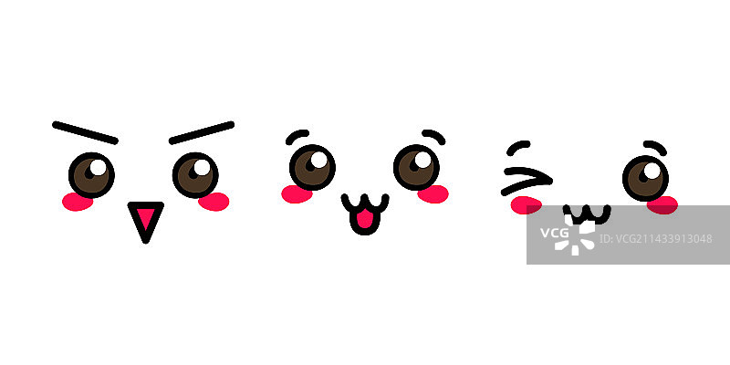 手绘扁平风可爱表情贴纸图片素材