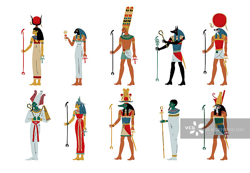 埃及神合集：奥西里斯和荷鲁斯图片素材