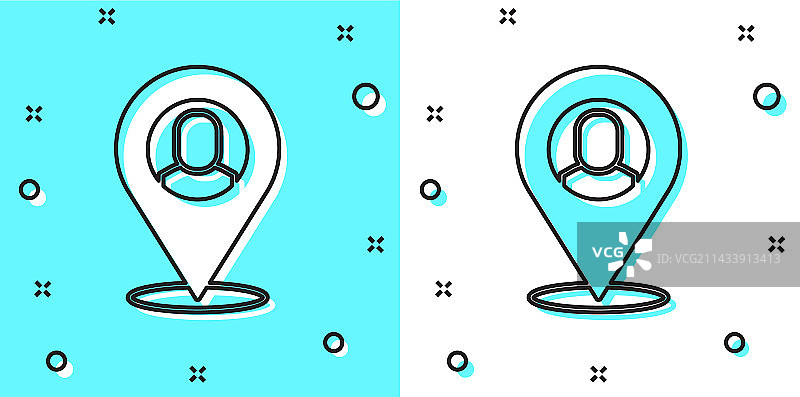 绿色背景上的黑色工人位置图标图片素材