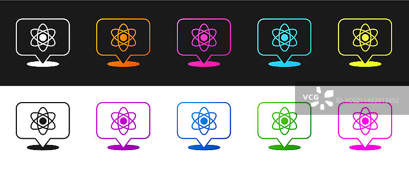 原子图标黑白背景合集图片素材