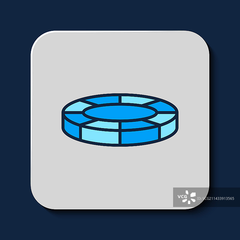 蓝色背景上的赌场筹码轮廓图标图片素材