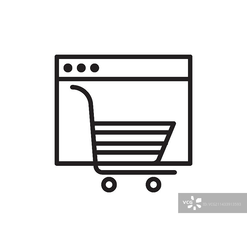 白色背景上的扁平风格购物车图标图片素材