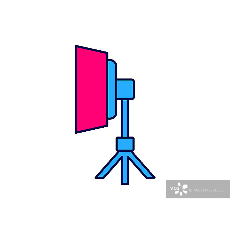 柔光箱影室灯泡轮廓填充图标图片素材