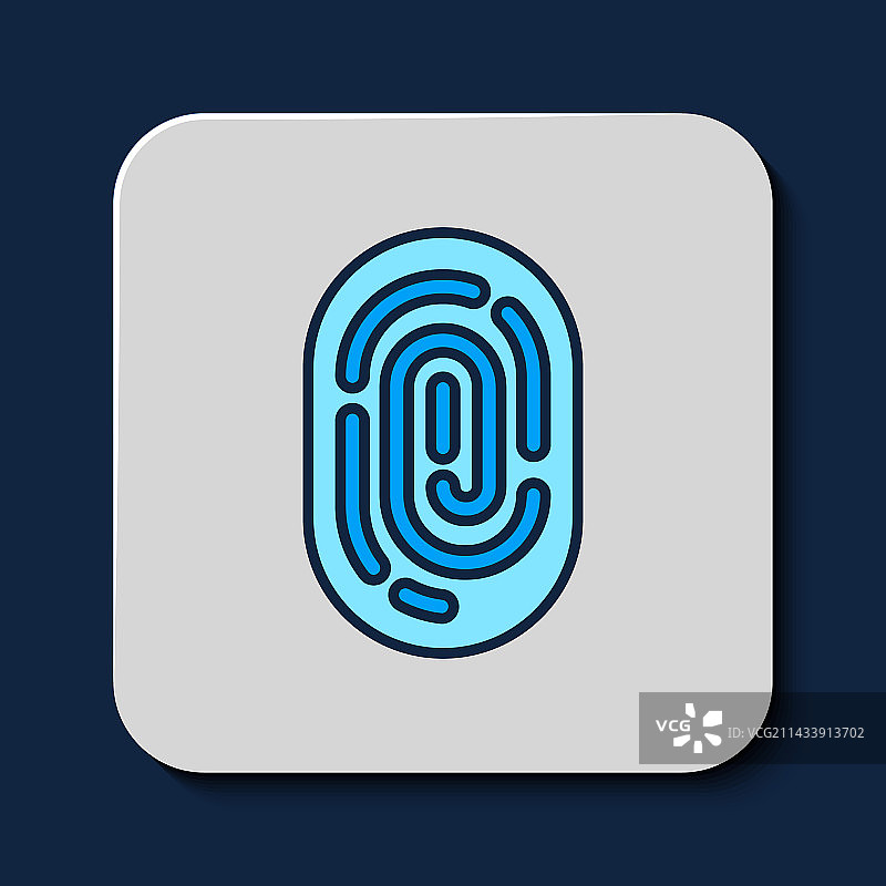 蓝色背景上的指纹轮廓图标图片素材