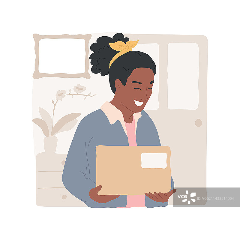 已送达的购买商品卡通插画图片素材