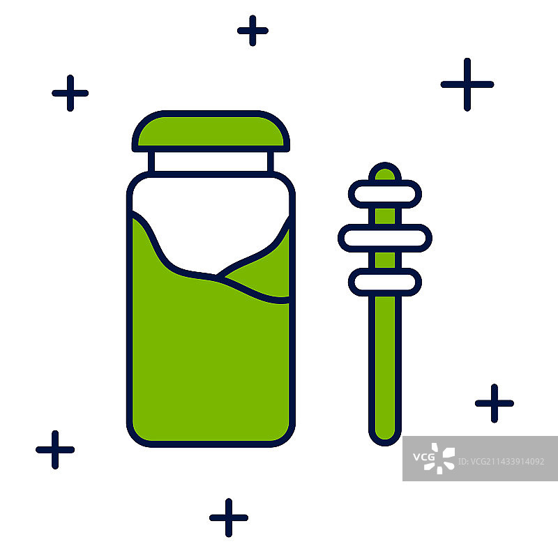 蜂蜜罐和蜂蜜棒轮廓图片素材