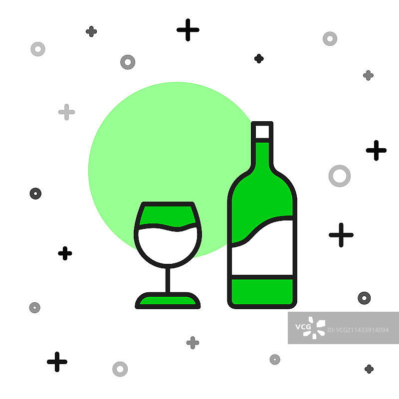葡萄酒瓶和酒杯图标图片素材