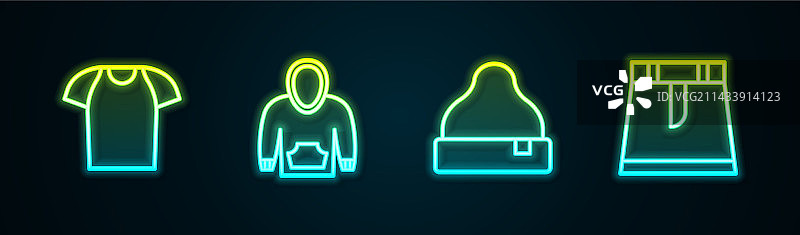 T恤、连帽衫、无檐小便帽和裙子线性组合图片素材