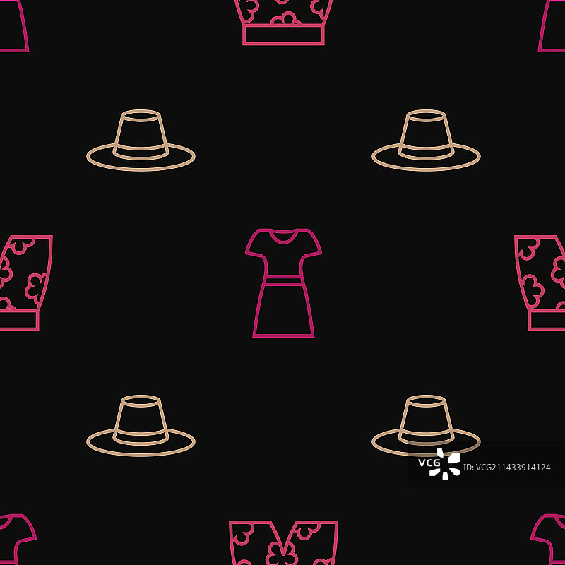 泳裤、男士帽子和女士连衣裙图片素材