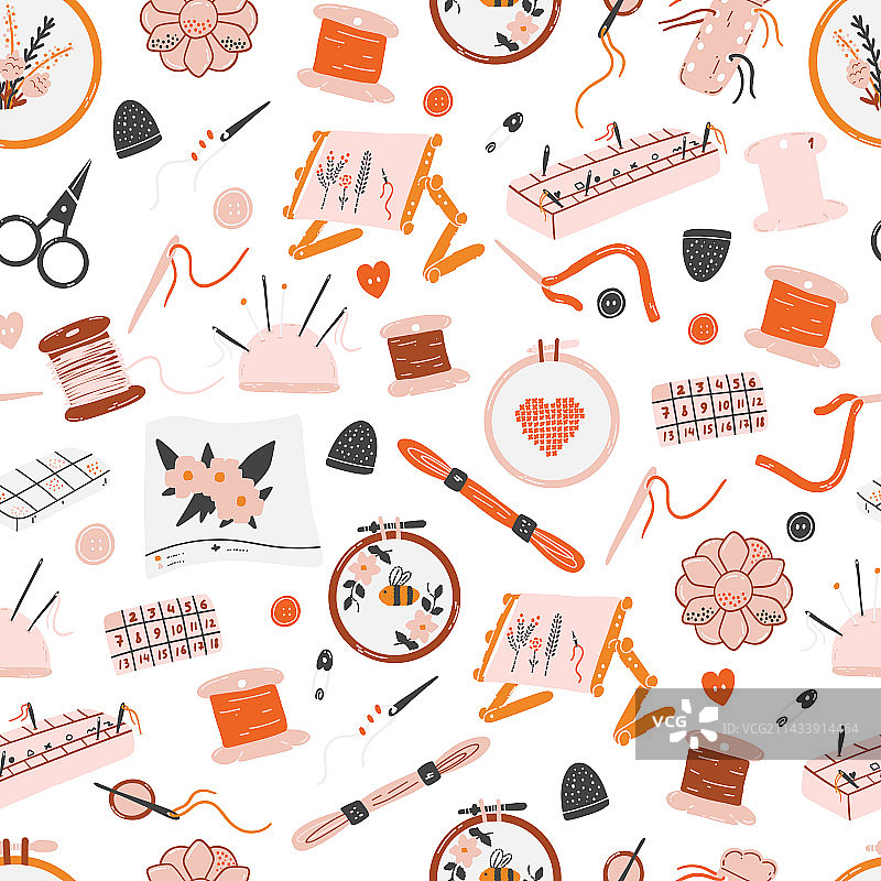 针线工具无缝图案图片素材