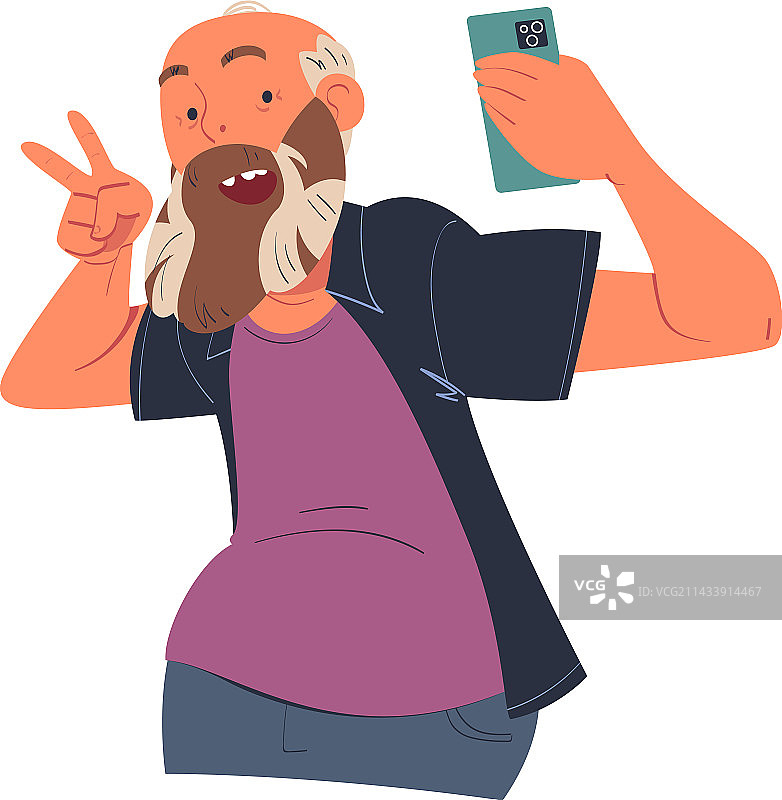 留着胡子的老年男性博主正在交流图片素材