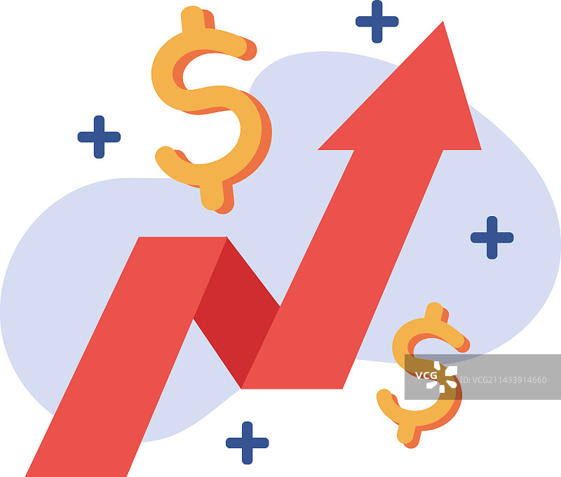 金融增长图表与货币图片素材