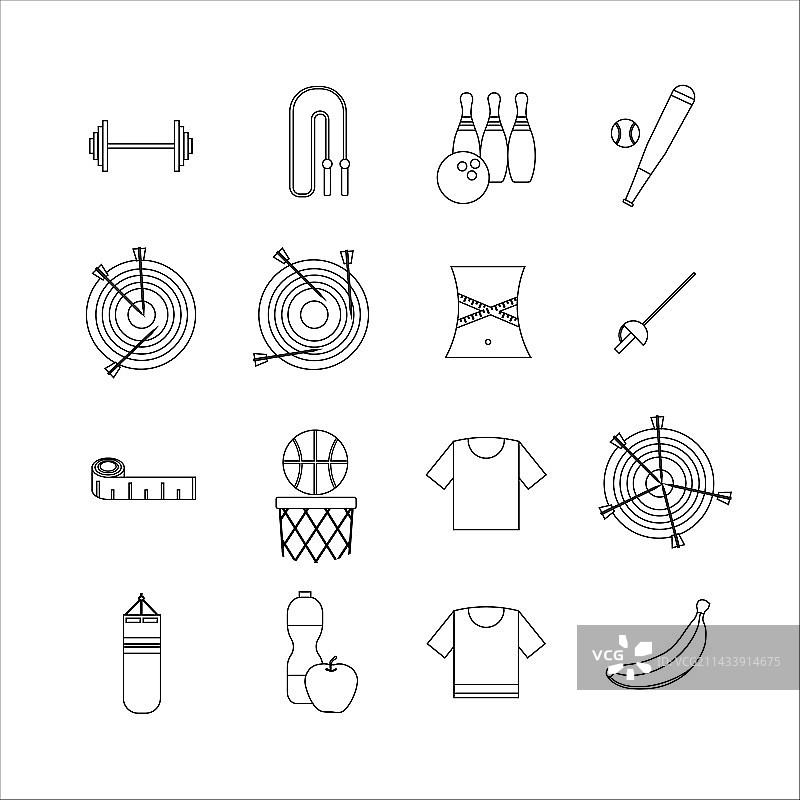 体育运动细线条图标合集图片素材