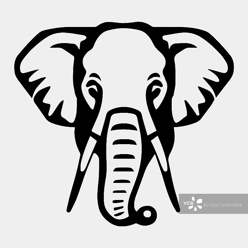 黑白图形：大象头部图片素材
