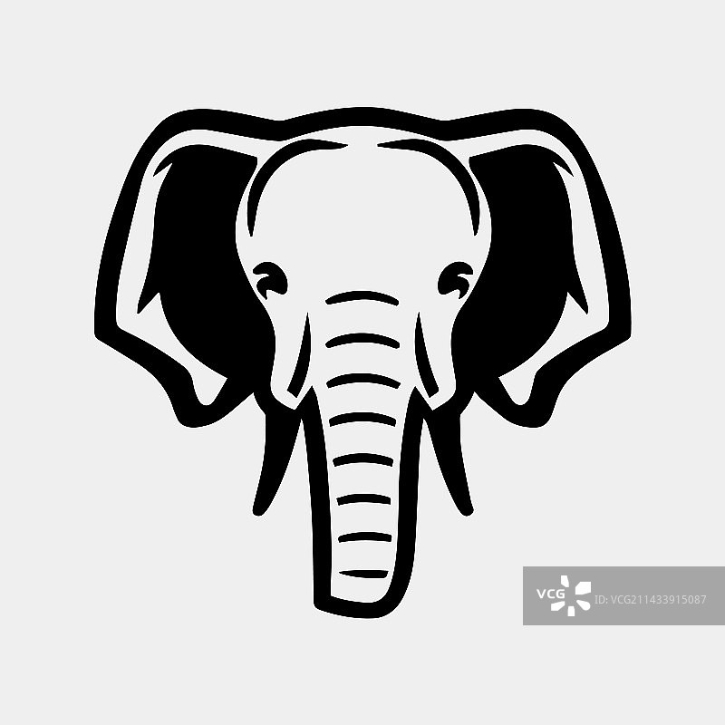黑白图形：大象头部图片素材