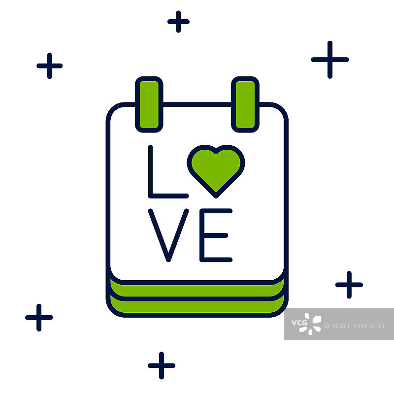 带有2月14日的填充式日历轮廓图标图片素材