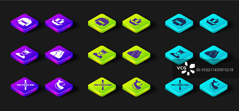 船桨、鲸鱼与维京头像组合图片素材