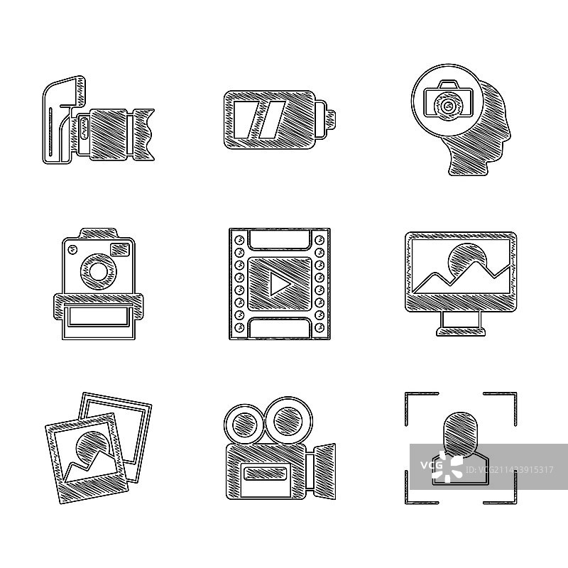 复古电影相机胶卷胶片盒插画图片素材