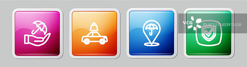 手持雨伞汽车保险线条组合图片素材