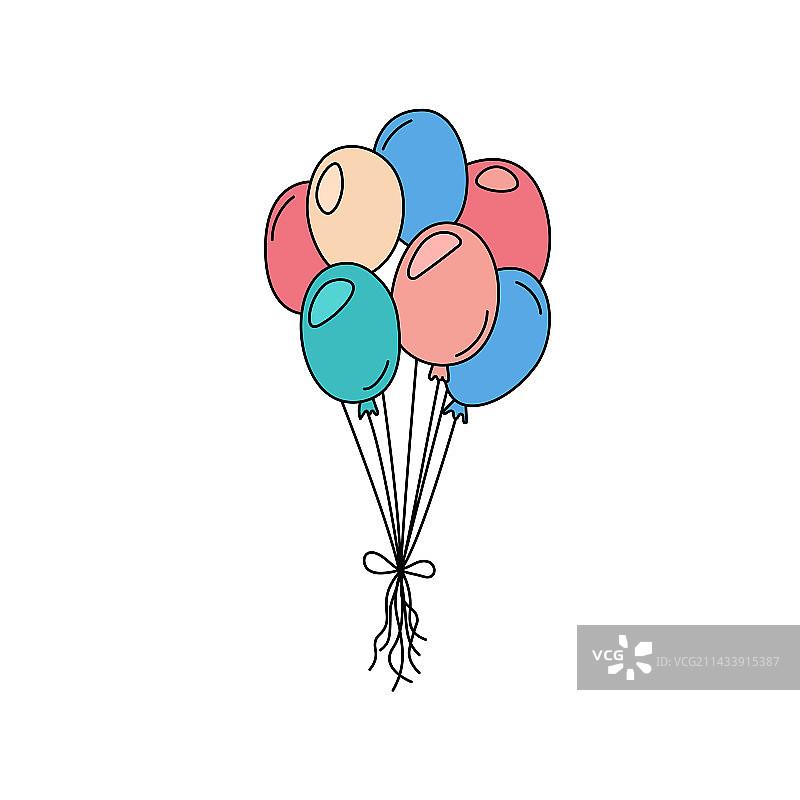 彩色气球可爱涂鸦生日派对图片素材