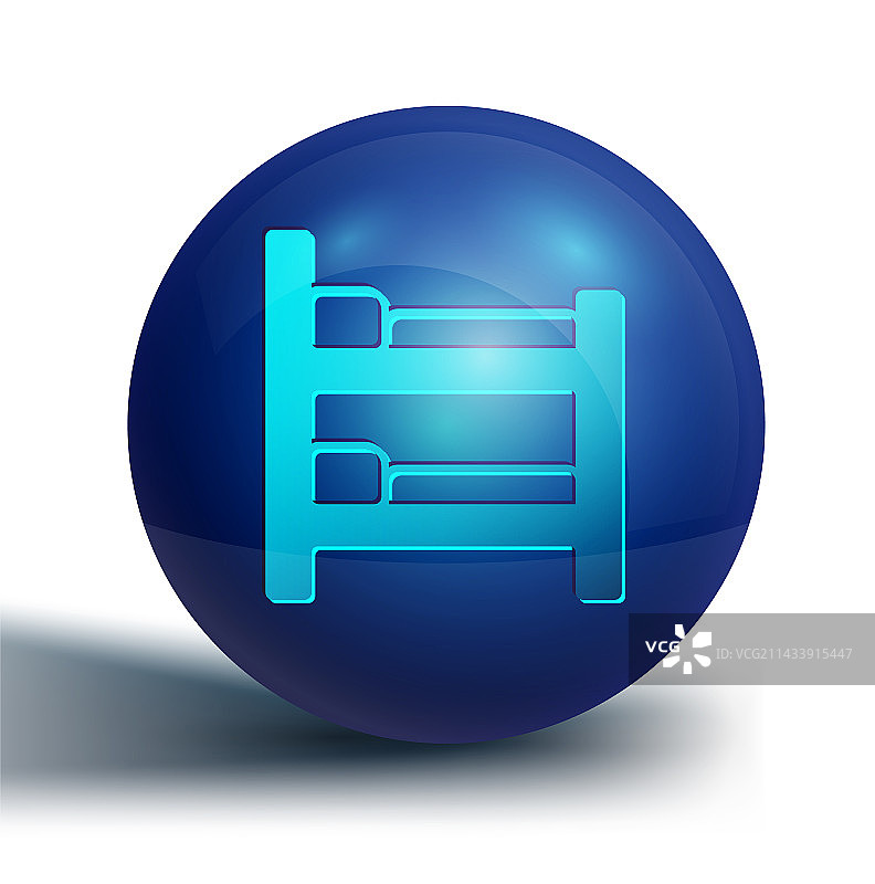 蓝色双层床图标孤立在白色背景图片素材