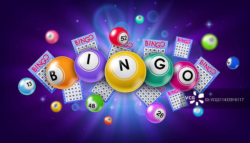 宾果彩票球和彩票背景图片素材