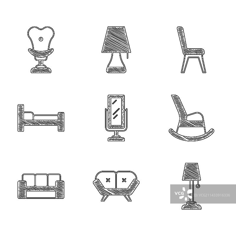 设置大长镜沙发落地灯图片素材