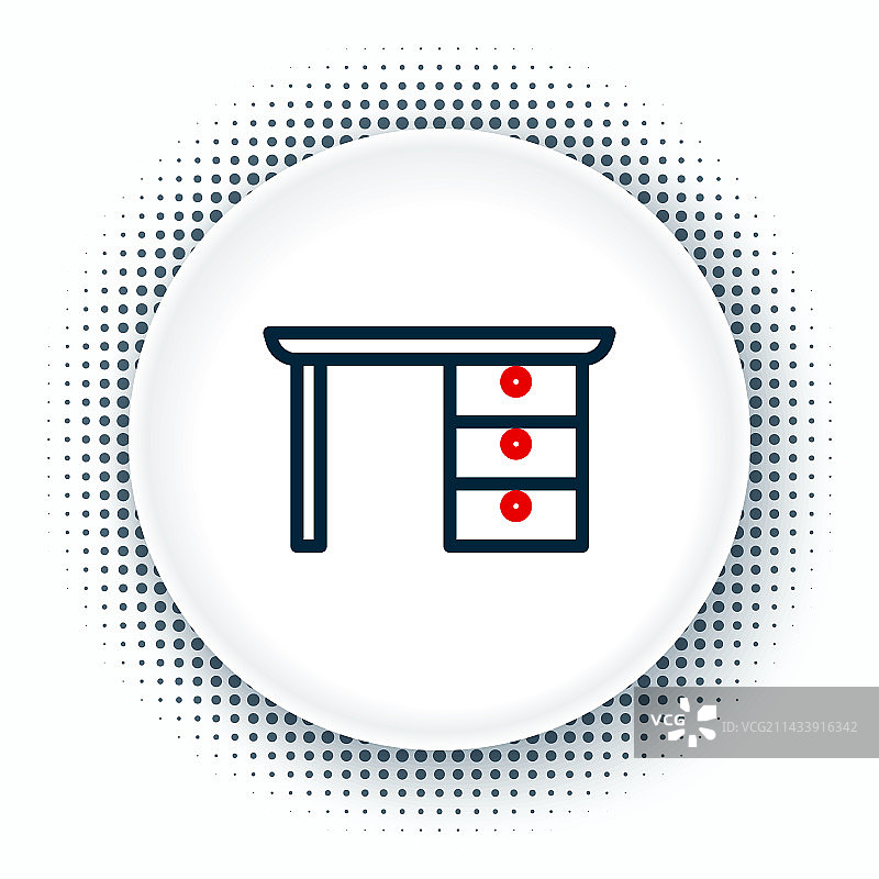白色背景上的线条办公桌图标图片素材
