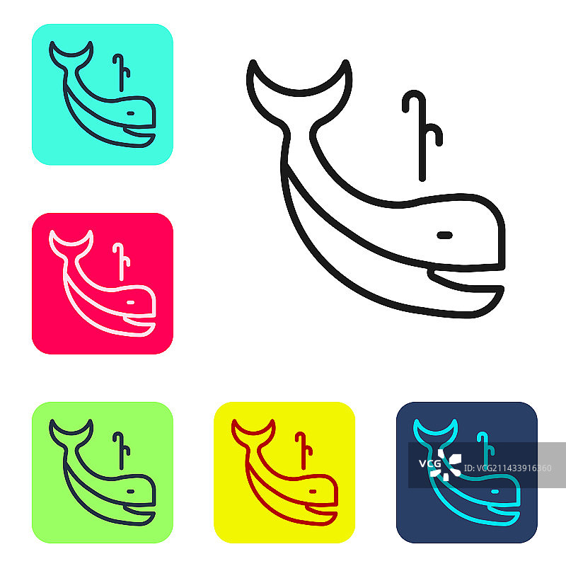 白色背景上的黑色鲸鱼图标图片素材