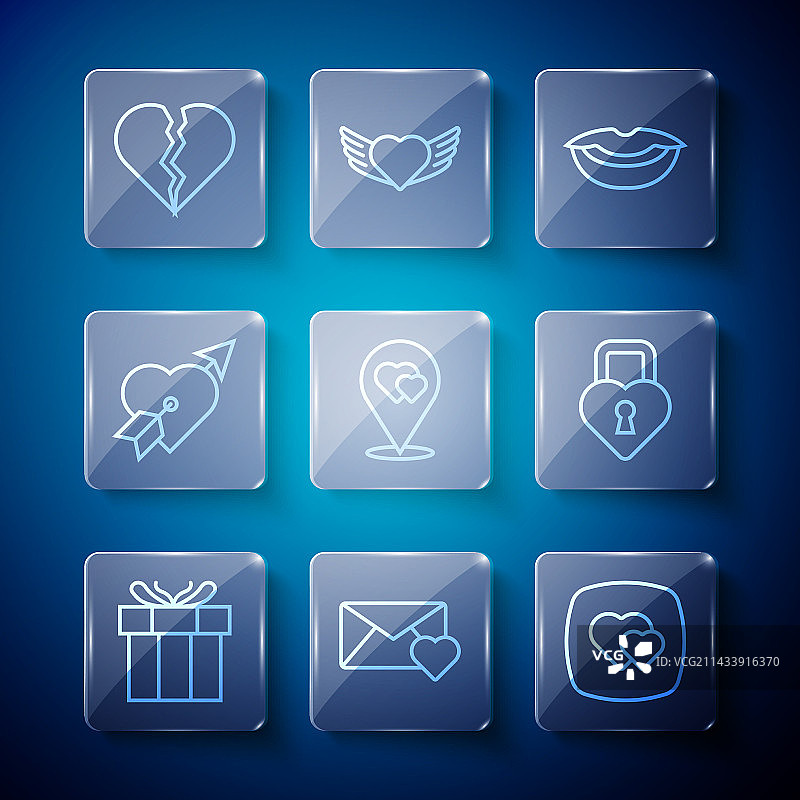 情人节爱心信封礼盒套装图片素材