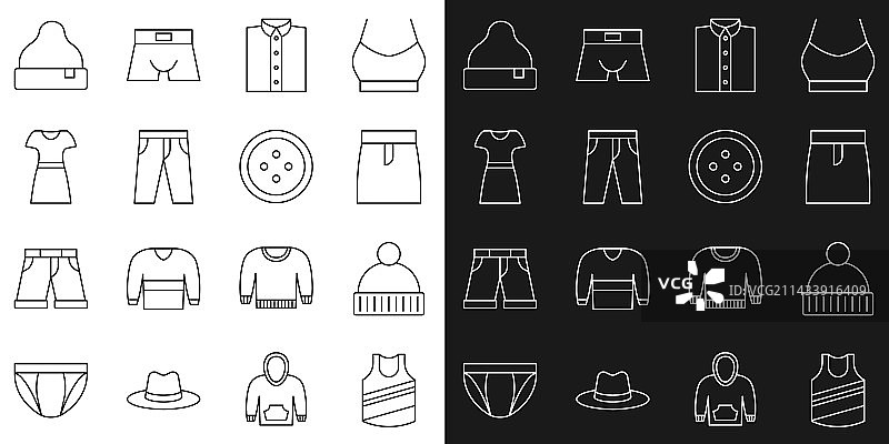 内衣无檐小便帽裙子衬衫线条组合图片素材