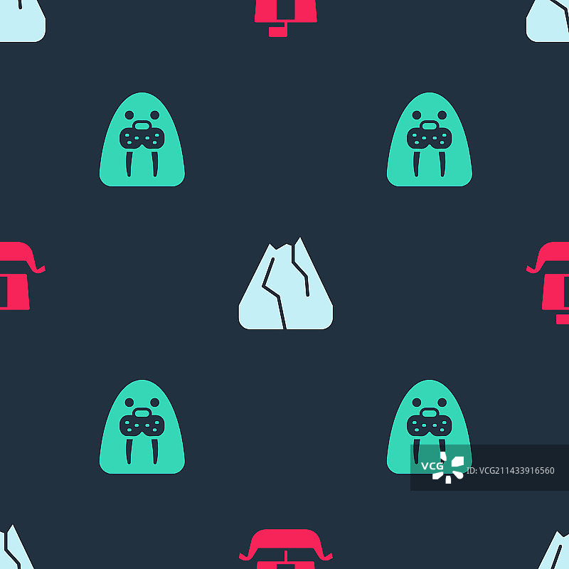 维京海盗船、山脉和海象图片素材