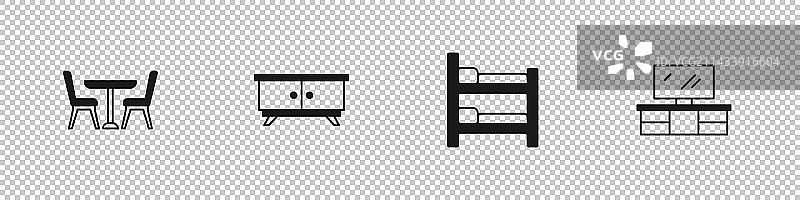 桌椅、家具、床头柜和双层床套装图片素材