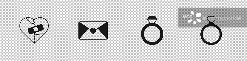 已修复的破碎的心或离婚信封图片素材