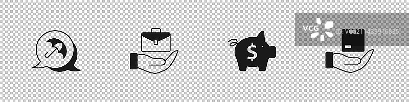 雨伞、手持公文包、储蓄罐素材图片素材