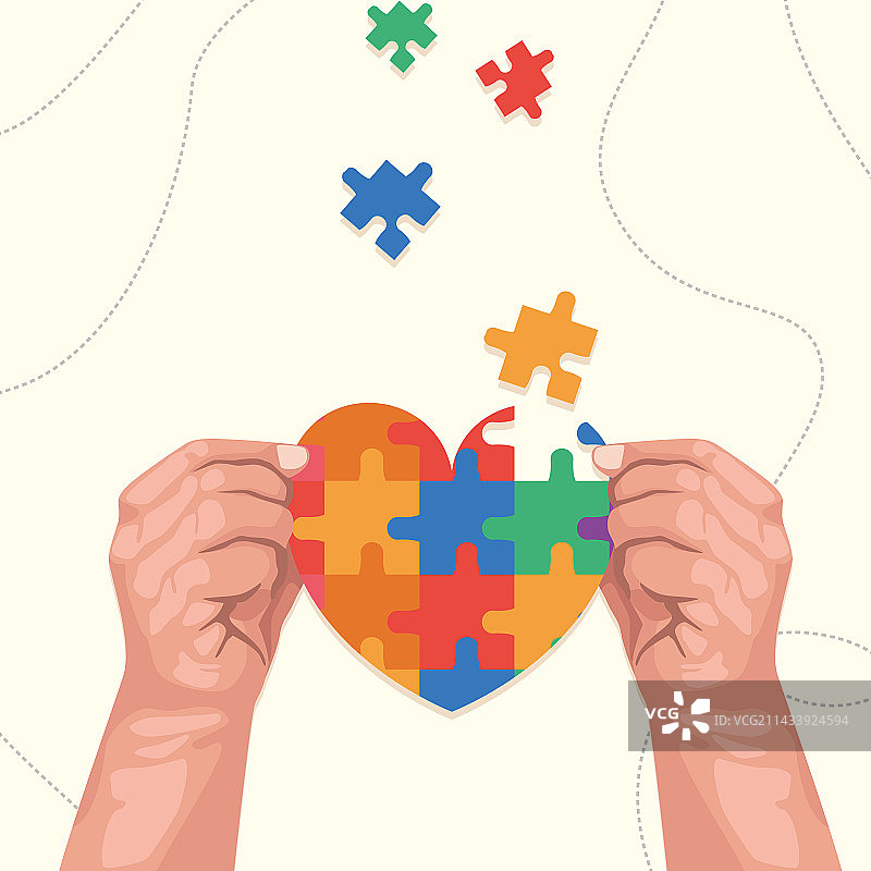 手托起拼图心图片素材