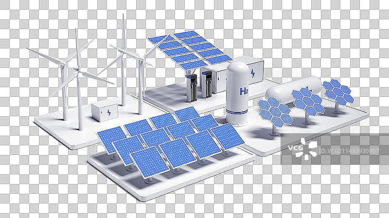 3D电动新能源车充电站微场景图片素材
