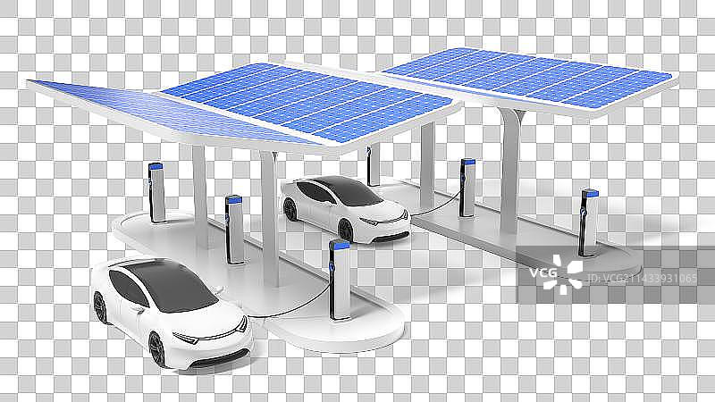 3D电动新能源车充电站微场景图片素材