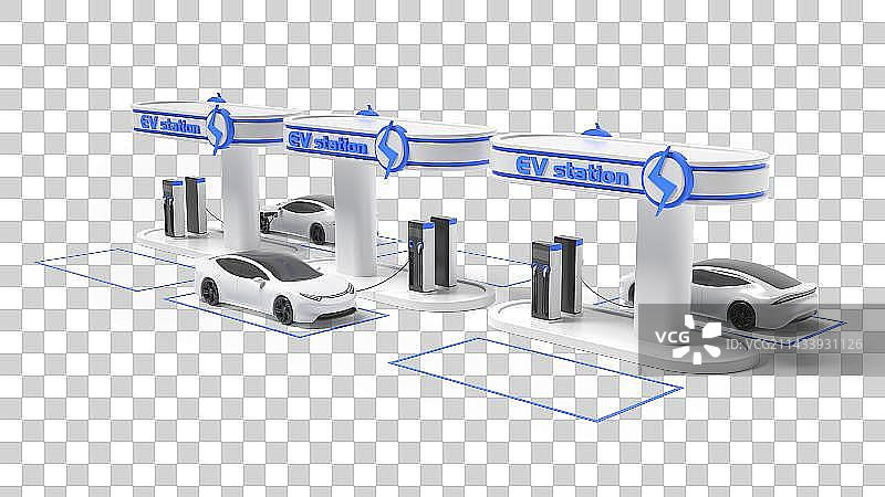 3D电动新能源车充电站微场景图片素材