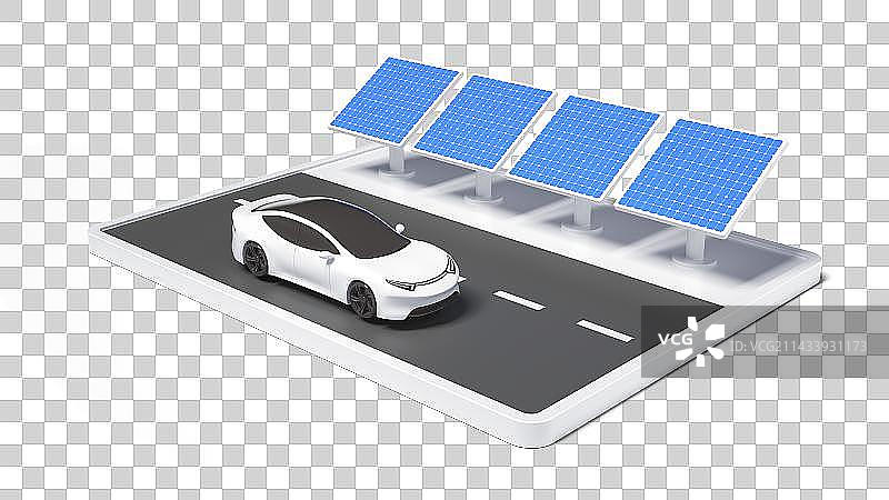 3D电动新能源车充电站微场景图片素材