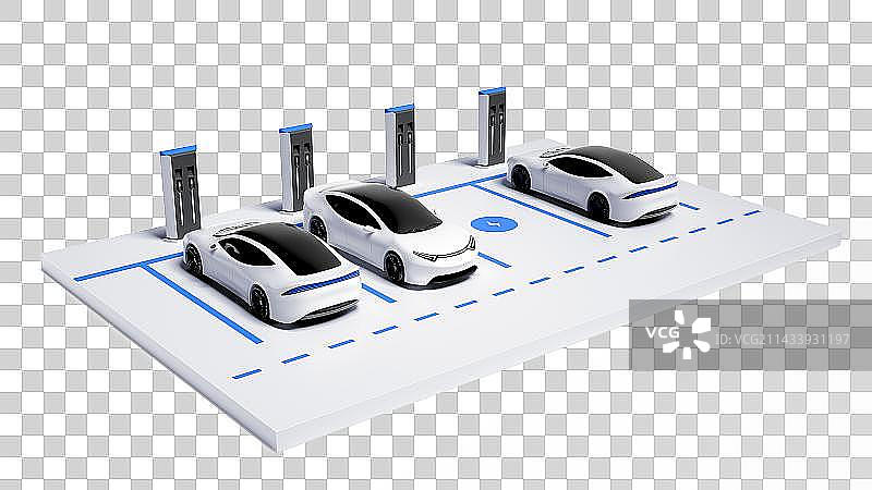 3D电动新能源车充电站微场景图片素材