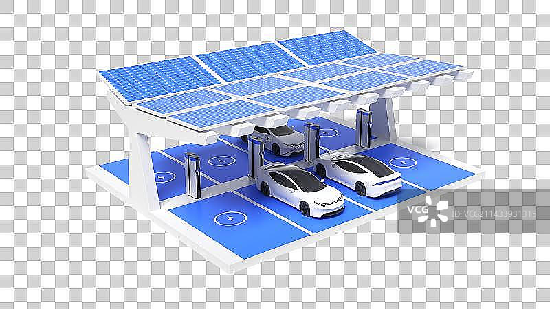 3D电动新能源车充电站微场景图片素材