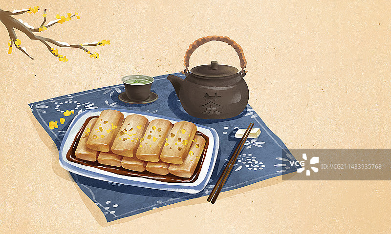 二十四节气之小雪特色美食吃年糕图片素材