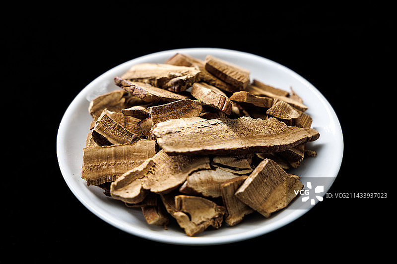 中药材灵芝饮片特写，产地安徽，补气安神，止咳平喘，扶正固本、滋补强壮的名贵药材图片素材