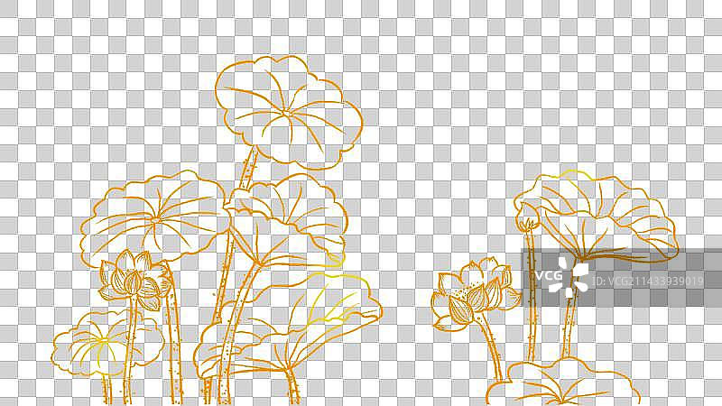 国风荷花荷叶线稿图片素材