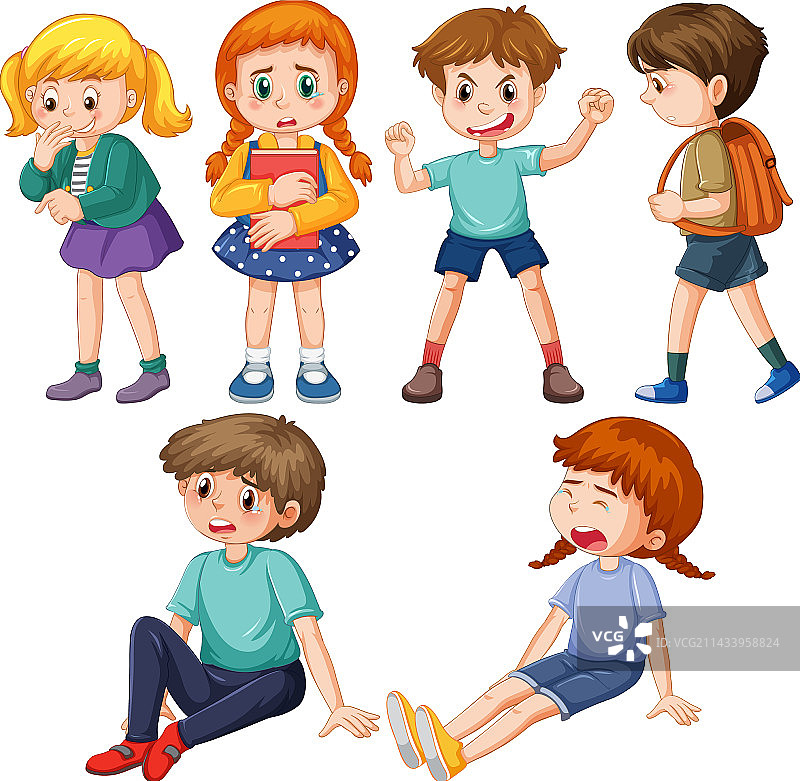 卡通霸凌小孩图片素材